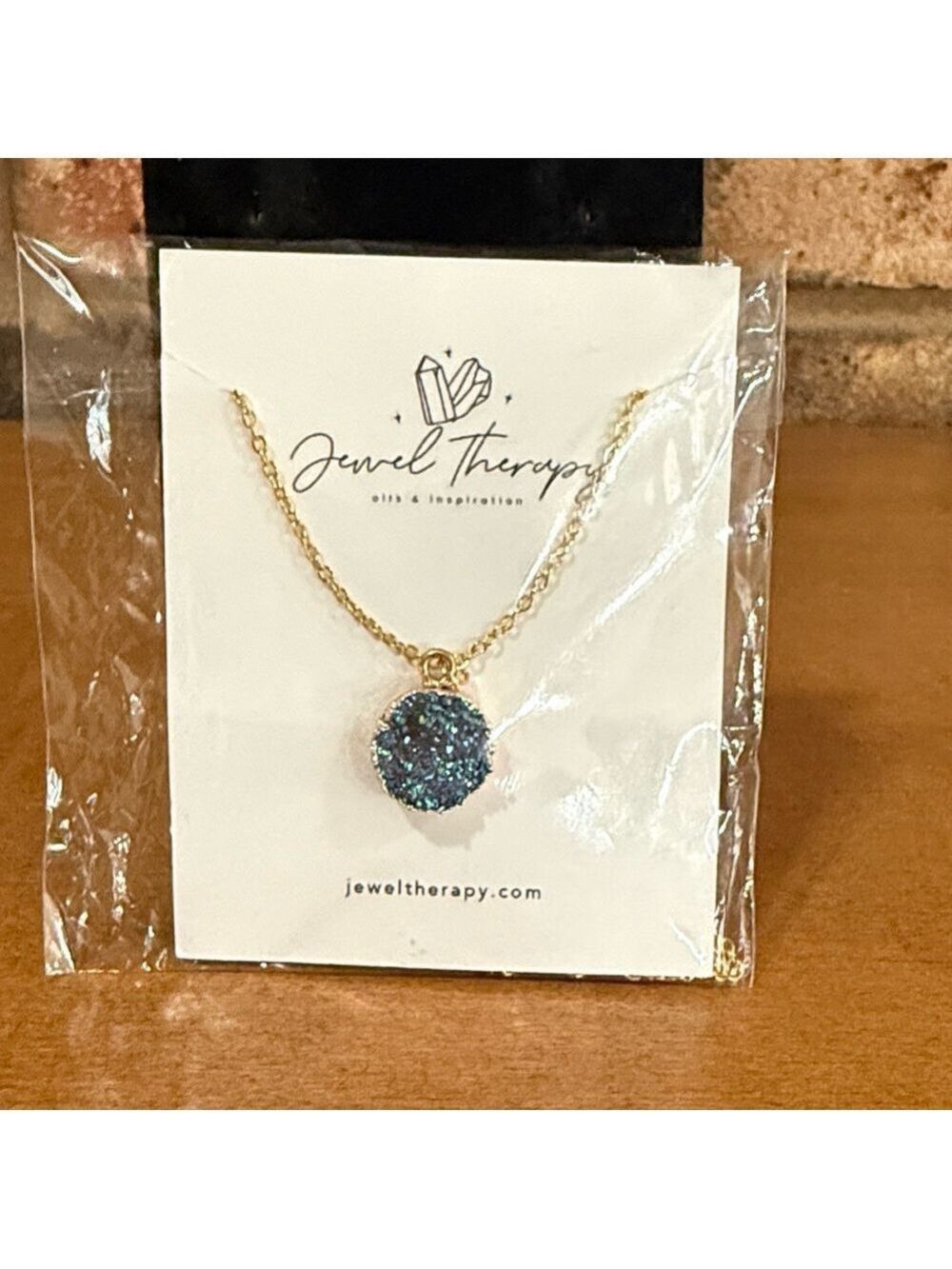 Jewel Therapy Aqua Druzy Quartz Gold Tone Necklace NWT